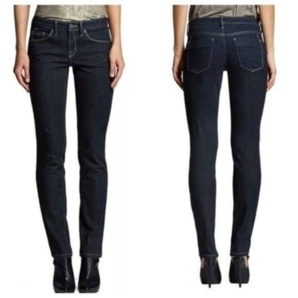 Mossimo Womens Straight Leg Low Rise Jeans Size 13 Dark Idigo Wash Embroidered - Picture 3 of 11